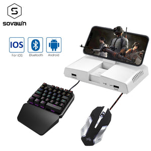 Portable PUBG Mobile Bluetooth Gamepad Gaming Keyboard Mouse Converter For iPhone Android Phone to PC Adapter with Phone Holder
